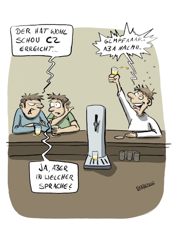Cartoon: Lernfähig (medium) by SandraNabbefeld tagged cartoon,cartoonist,illustration,spaß,witzig,lustig,humor,studie,wissenschaft,alkohol,fremdsprachen,lernfähig,lernfähigkeit,hemmung,hemmungen,hemmungslos,sprachbegabt,sprachniveau,kneipe,lallen,betrunken,alkoholisiert,bier,wein,schnaps,wodka,gin,sandranabbefeld,nabbefeld,nabbefeldcartoon,cartoonlobby,rheinischehumorverwaltung,cartoon,cartoonist,illustration,spaß,witzig,lustig,humor,studie,wissenschaft,alkohol,fremdsprachen,lernfähig,lernfähigkeit,hemmung,hemmungen,hemmungslos,sprachbegabt,sprachniveau,kneipe,lallen,betrunken,alkoholisiert,bier,wein,schnaps,wodka,gin,sandranabbefeld,nabbefeld,nabbefeldcartoon,cartoonlobby,rheinischehumorverwaltung