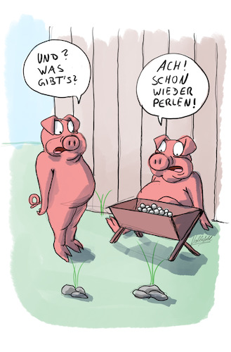 Cartoon: Perlen vor die Säue (medium) by SandraNabbefeld tagged cartoon,cartoonist,comic,comicstyle,humor,absurd,sprichwörter,schwein,schweine,sau,säue,bauernhof,trog,perlen,perlenvordiesäue,sandranabbefeld,nabbefeld