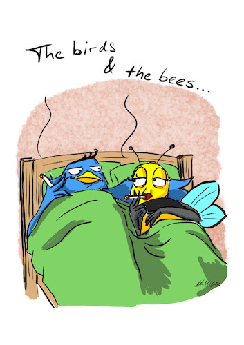 Cartoon: The Birds And The Bees (medium) by SandraNabbefeld tagged cartoon,cartoonist,comic,comicstyle,humor,humour,funny,birds,bees,bett,bed,letstalkaboutx,sleep,springtime,frühlingsgefühle,bienen,vögel,diezigarettedanach,sandranabbefeld,nabbefeld,the