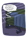 Cartoon: Boxspringdilemma (small) by SandraNabbefeld tagged cartoon,cartoonist,humor,lustig,funny,komisch,absurd,lifestyle,boxspringbett,monster,nacht,untermbett,versteck,lauern,eng,platzmangel,sandranabbefeld,nabbefeld