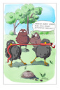 Cartoon: Tauziehen (small) by SandraNabbefeld tagged cartoon,cartoonist,comic,comicstyle,humor,lustig,wurm,würmer,jungvogel,witz,vogel,vögel,amsel,tauziehen,piepmatz,stadtleben,innenstadt,sandranabbefeld,nabbefeld