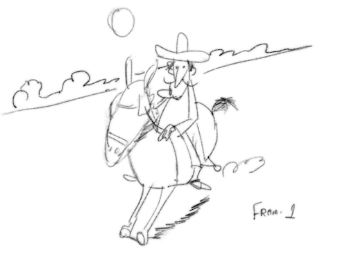 Cartoon: cowboy racing around viewing (medium) by sal tagged cartoon