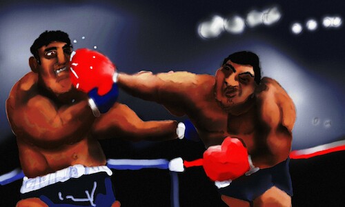 Cartoon: tyson  battel (medium) by sal tagged mike,tyson,battel,cartoon