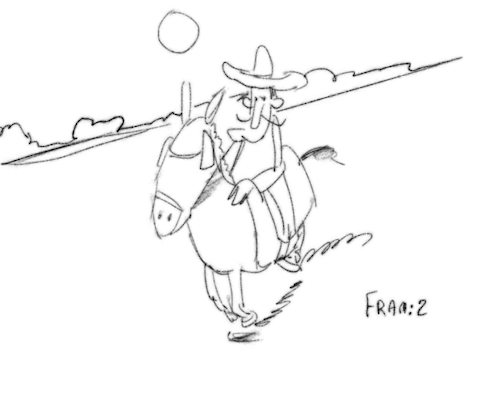 Cartoon: cowboy racing around viewing (medium) by sal tagged cartoon