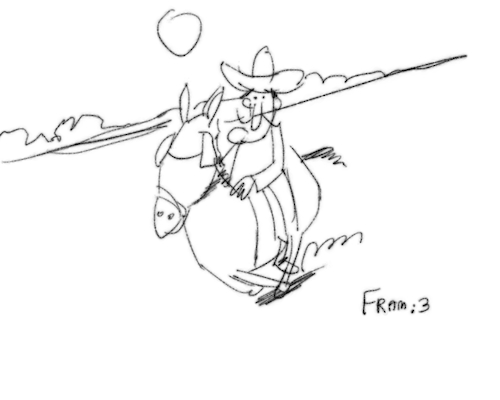 Cartoon: cowboy racing around viewing (medium) by sal tagged cartoon