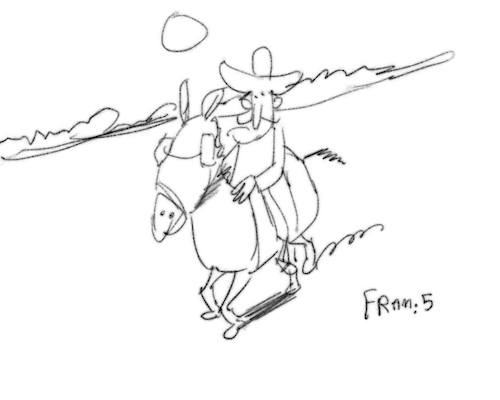 Cartoon: cowboy racing around viewing (medium) by sal tagged cartoon