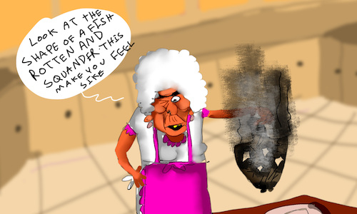 Cartoon: hell in kitchen (medium) by sal tagged comic,cartoon,hell,in,kitchen