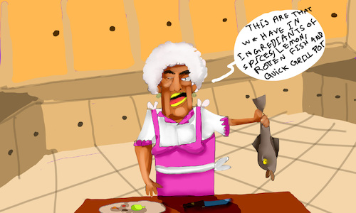 Cartoon: hell in kitchen (medium) by sal tagged comic,cartoon,hell,in,kitchen