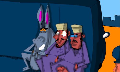 Cartoon: mr mubakher and mr mukahel (medium) by sal tagged cartoon,comic,storyboard,mubakher,mukahel,mr,adventure