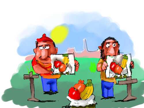 Cartoon: THE TWO FAILED PAINTERS (medium) by sal tagged cartoon,the,two,failed,looser,painters,drawers