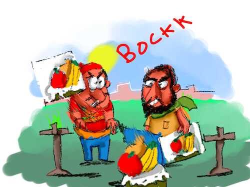 Cartoon: THE TWO FAILED PAINTERS (medium) by sal tagged cartoon,the,two,failed,looser,painters,drawers