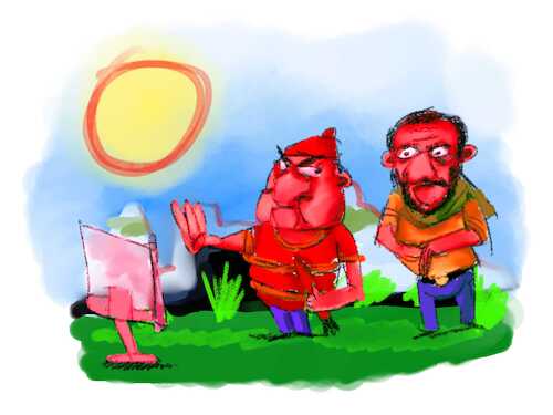 Cartoon: THE TWO FAILED PAINTERS (medium) by sal tagged cartoon,the,two,failed,looser,painters,drawers