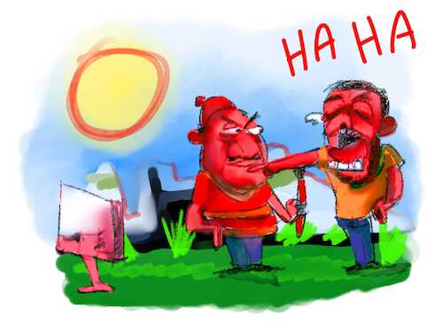 Cartoon: THE TWO FAILED PAINTERS (medium) by sal tagged cartoon,the,two,failed,looser,painters,drawers