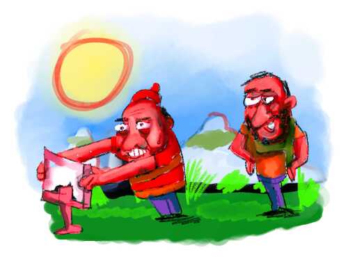 Cartoon: THE TWO FAILED PAINTERS (medium) by sal tagged cartoon,the,two,failed,looser,painters,drawers