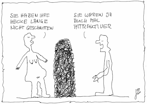 Cartoon: entlarvt (medium) by Der kleine Herr Mann tagged mensch,menschen,nachbarn,spanner,hecke,nachbarschaftsstreit,nackt,mann,frau,schönheit,schönheitsideal,alt,alter,sichtweise,entlarvung,frage,altwerden,thomas,bäder,freunde,beziehung,ideale