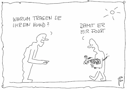 Cartoon: Hundeerziehung (medium) by Der kleine Herr Mann tagged hund,mensch,tier,erziehung,frage,spaziergänger,getragen,getragenwerden,tierwelt,hundeseele,kuschelhund,unerzogen,sonne,thomas,bäder,erklärung,pragmatisch,hundeerziehung,hundetrainer,hundeplatz,hundeverein