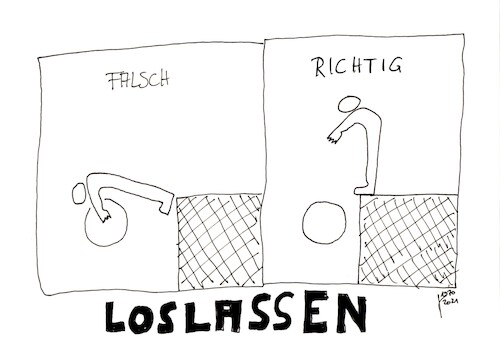 Cartoon: Loslassen (medium) by Der kleine Herr Mann tagged handwerker,handwerk,maurer,schallmauer,tod,leben,himmel,cartoon,hölle,handwerkskammer,berufe,baustelle,zement,steine,sense,frage,menschsein,vergänglichkeit,thomas,bäder,derkleineherrmann