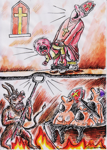 Cartoon: Lärm (medium) by Siminoga Vadim tagged glaube,sünde,hölle,seele,gewissen,kinder