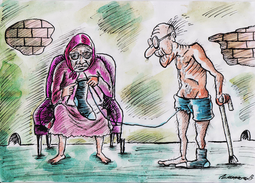 Cartoon: Socks (medium) by Siminoga Vadim tagged old,age,heat,economy,pension,poverty