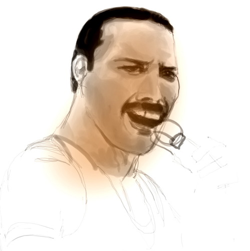 Cartoon: Freddie Mercury (medium) by sanakym tagged queen,mercury,freddie,rock,music