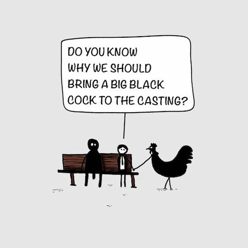 Cartoon: Casting (medium) by Butz tagged bbc,huhn,schwarz,schwanz,casting,black,funny,animal,cock