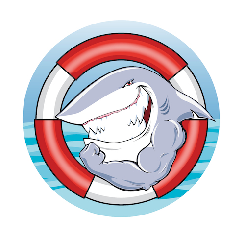 Cartoon: Shark Stark (medium) by Painter tagged hai,shark,rettungsring,wasser,muskeln,training,zähne,stark