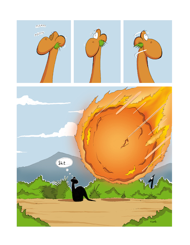 Cartoon: Shit! Nr. 02 (medium) by Painter tagged shit,dinosaurier,komet,urzeit,untergang,feuer,steppe,essen,gras,büsche