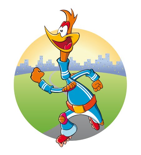 Cartoon: Skatergans (medium) by Painter tagged gans,inline,skates,straße,stadt,sonne,tag,rollen,schnabel,federn,weg