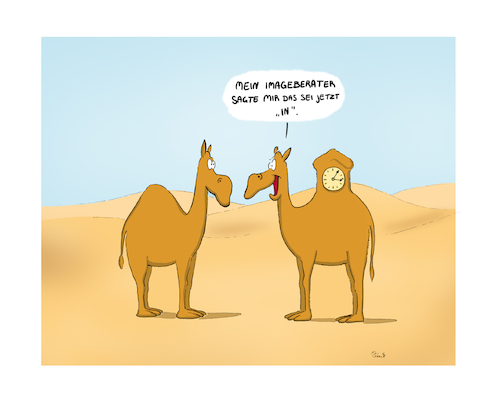 Cartoon: Trendsetter (medium) by Painter tagged dromedar,trend,wüste,uhr,operation,image,tiere,sand