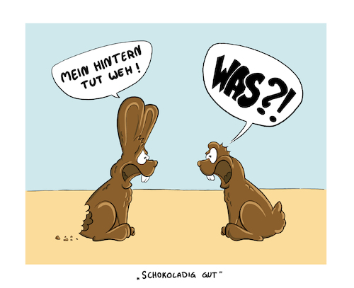 Cartoon: Zum anbeißen... (medium) by Painter tagged schokolade,hase,beißen,ostern,hören,ohren