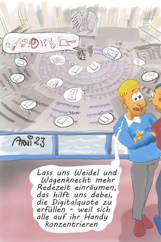 Cartoon: Digitalquote Weidel Wagenknecht (medium) by Arni tagged bundestagsabgeordnete,bundestag,handy,handi,smartphone,iphone,ablenkung,ablehnung,digital,quote,digitalisierung,aufmerksamkeit,vorbild,vorbilder,würde,anstand,abgeordnete,abgeordneter,rede,wort,weidel,wagenknecht,alice,sarah,afd,die,linke