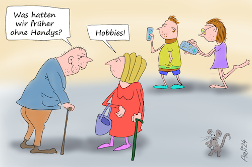 Cartoon: Handy-Hobbies (medium) by Arni tagged mobil,handy,handi,mobile,smartphone,iphone,phone,alt,jung,generationen,hobbi,hobby,hobbys,hobbies