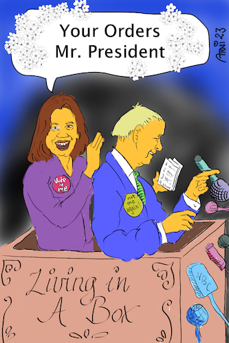 Cartoon: Harris Orders Biden C (medium) by Arni tagged box,kamela,harris,joe,biden,politics,president,orders,vote,election,elections,democrats,republicans,washington,living,leaving