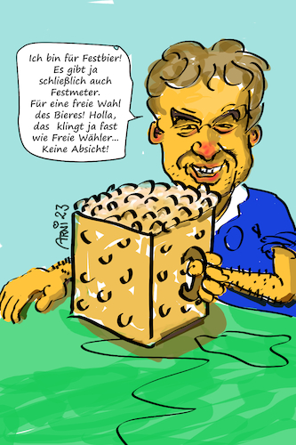 Cartoon: Herkunft Festbier nach Söder (medium) by Arni tagged festbier,söder,oktoberfest,bier,maß,erklärung