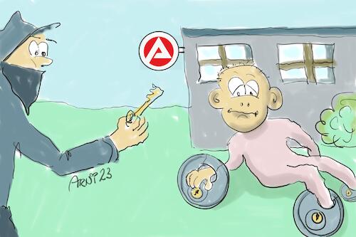 Cartoon: Kindergrundsicherung in Gefahr! (medium) by Arni tagged kinder,grundsicherung,heil,gefahr,agentur,bundesagentur,politik,2015