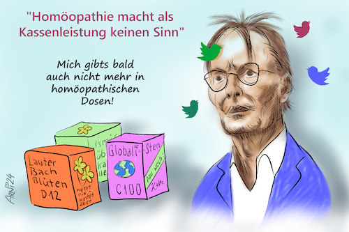 Cartoon: Lauterbachs homöopathische Dosen (medium) by Arni tagged lauterbach,karl,arzenei,verbot,krankenkassen,leistungen,kürzungen,homöopathie,globuli,gesundheit,politik,politiker,spd