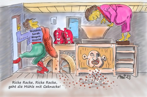 Cartoon: Marx und Moritz Wagenknecht BSW (medium) by Arni tagged marx,max,moritz,wilhelm,busch,bsw,bündnis,sahra,sarah,wagenknecht,die,linke,partei,parteien,austritt,neugründung,verein,aufbau,berlin