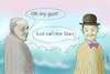 Cartoon: Third kind encounter (small) by Arni tagged pope,stan,laurel,oliver,hardy,francis,sky,heaven,himmel,papst,begegnung,der,dritten,art,religion,katholisch,wolken,unwirklich,franziskus,dick,und,doof