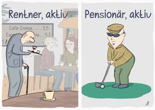 Cartoon: Aktivrente (medium) by Gabi Horvath tagged renten,rentner,rentnerin,aktivrente,altersarmut,renten,rentner,rentnerin,aktivrente,altersarmut