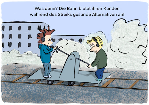 Cartoon: Bahnstreik (medium) by Gabi Horvath tagged bahn,streik,bahnstreik,alternativen