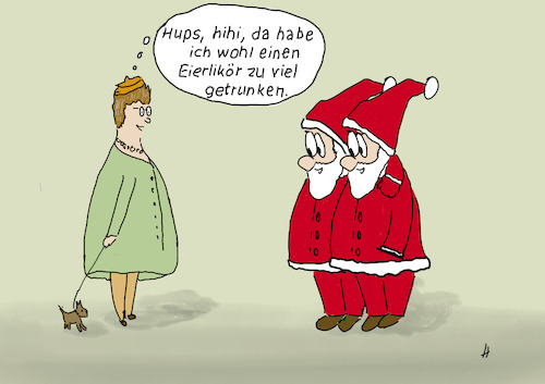 Cartoon: Einen Doppelten! (medium) by Gabi Horvath tagged weihnachten,eierlikör,fohes,fest,weihnachtsmann