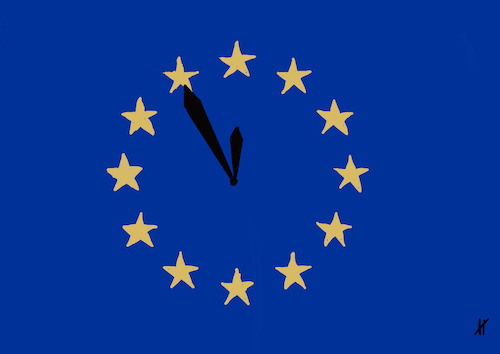 Cartoon: fünf vor zwölf (medium) by Gabi Horvath tagged europa,geschwächt,zusammenhalt,gemeinschaft,europa,geschwächt,zusammenhalt,gemeinschaft