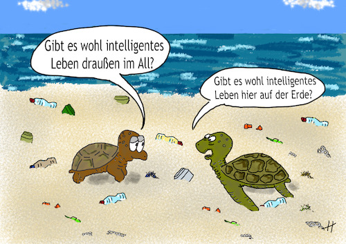 Cartoon: Intelligentes leben (medium) by Gabi Horvath tagged schildkröten,philosophie,lebensfragen