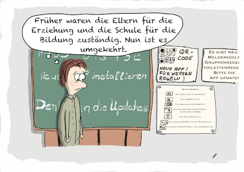 Cartoon: Neuer Aufgabenschwerpunkt (medium) by Gabi Horvath tagged schule,erziehung,bildung,unterricht