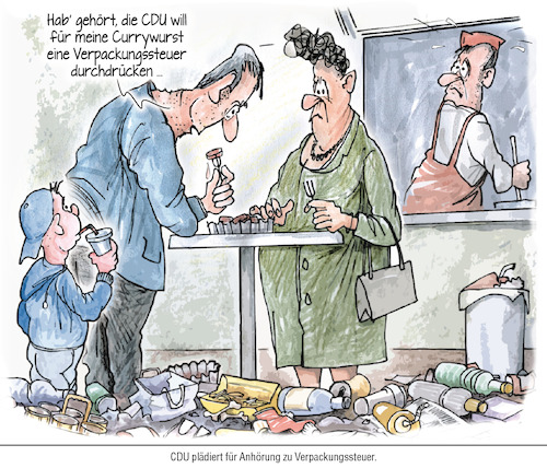 Cartoon: Currywurst (medium) by Ritter-Cartoons tagged plastikabfall