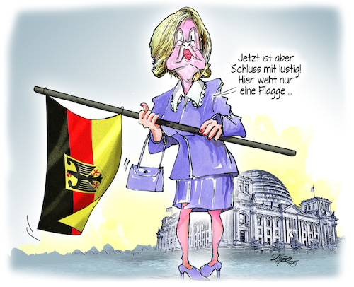 Cartoon: Flaggenapell (medium) by Ritter-Cartoons tagged street,day,bundestagspräsidentin,julia,klöckner,street,day,bundestagspräsidentin,julia,klöckner
