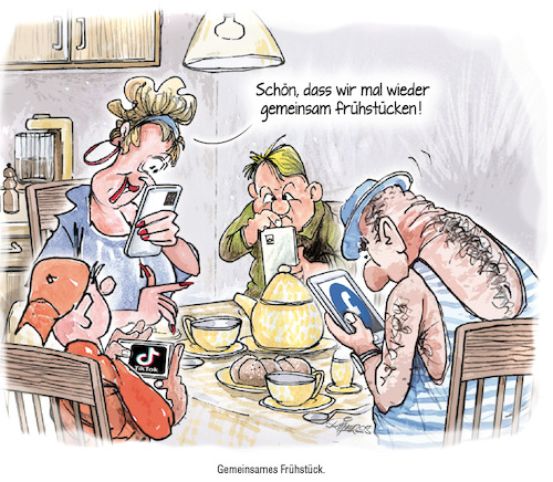 Cartoon: Gemeinsames Frühstück (medium) by Ritter-Cartoons tagged familie
