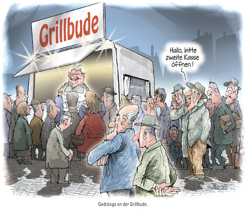 Cartoon: Grillbude (medium) by Ritter-Cartoons tagged zweite,kasse