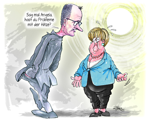 Cartoon: Hitzewelle (medium) by Ritter-Cartoons tagged angela,merkel,zurückweisungspraxis,an,den,deutschen,grenzen,angela,merkel,zurückweisungspraxis,an,den,deutschen,grenzen