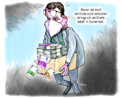 Cartoon: Maskenaffäre (medium) by Ritter-Cartoons tagged jens,spahn,maskenaffäre,vetternwirtschaft,cdu,filz,jens,spahn,maskenaffäre,vetternwirtschaft,cdu,filz